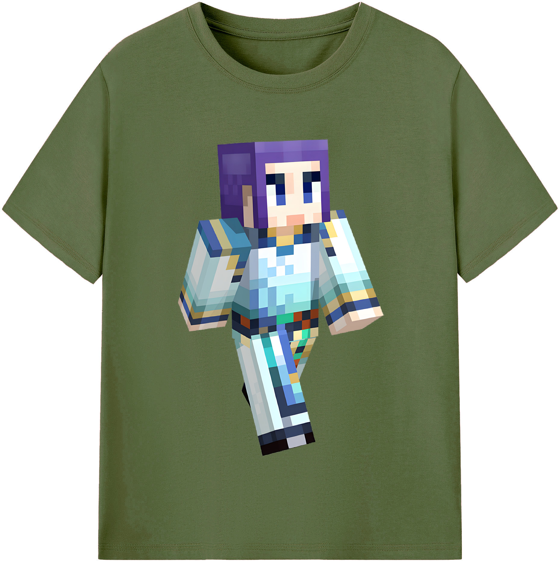 （画像用） マインクラフト ブロックの世界 Minecraft MC Block world 綿100％半袖Tシャツ（フロントプリント）